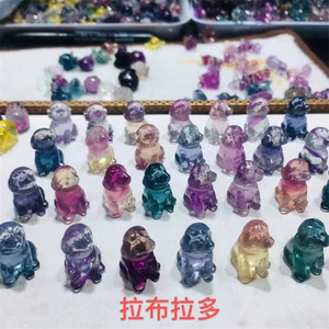 Bán buôn mini pha lê thủ công Natur cầu vồng fluorite khắc pha lê chó bức tượng nhỏ để bán - Product Image 3