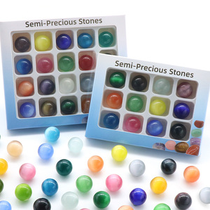 Ensemble <span class=keywords><strong>de</strong></span> sphères en <span class=keywords><strong>pierre</strong></span> œil <span class=keywords><strong>de</strong></span> chat <span class=keywords><strong>de</strong></span> 20 mm dans une boîte colorée, pierres précieuses arc-en-ciel assorties, boules rondes sans trou pour la décoration <span class=keywords><strong>de</strong></span> la maison - Product Image 1