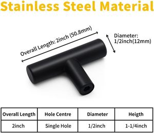 不锈钢T旋钮手柄厨柜家具五金管不锈钢壁橱空心抽屉门把手 - Product Image 6