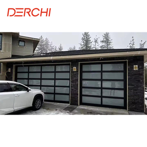 Portes <span class=keywords><strong>de</strong></span> <span class=keywords><strong>garage</strong></span> en verre trempé noir avec miroir sans cadre en aluminium à bas <span class=keywords><strong>prix</strong></span> avec moteur - Product Image 5