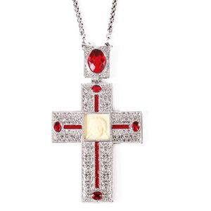 Collier pectoral orthodoxe en alliage nickelé ZD011 avec icône en résine, pierres bleues, croix religieuse pour les prêtres - Product Image 4