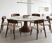 Ensemble de table à manger ronde multifonctionnelle avec plateau tournant et cuisinière à induction intégrée pour la maison, la cuisine et le restaurant
