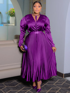 Ensemble de jupes plissées à manches longues pour femmes de grande taille pour femmes imposantes Jupe mère africaine décontractée pour l'été - Product Image 4