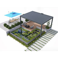 Pergola bioclimatique moderne de luxe motorisée pour jardin extérieur, toit en aluminium à lames orientables