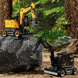 Huina 1725 Modèle miniature <span class=keywords><strong>de</strong></span> pelle rétrocaveuse sur pneus en alliage métallique moulé sous pression, échelle 1/50, modèle <span class=keywords><strong>de</strong></span> construction statique en aluminium, <span class=keywords><strong>jouet</strong></span> - Product Image 6