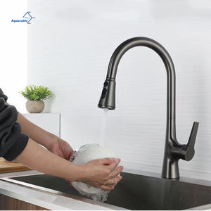 <span class=keywords><strong>Robinet</strong></span> de cuisine à levier unique, tête de pulvérisation pivotante à 360 °, laiton sans plomb, noir Gunmetal - Product Image 2