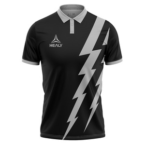 T-shirt polo noir élégant classique haute performance avec design personnalisé haut de course léger respirant absorbant l'humidité hommes - Product Image 1