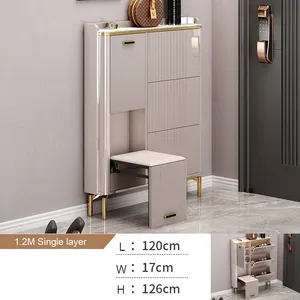 Phân bằng gỗ nội thất hiện đại entryways sang trọng mỏng tùy chỉnh tới hạn xô Giày Giá tủ