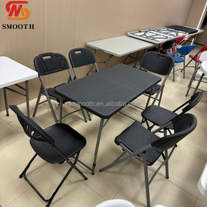 Table à manger pliable en plastique noir SMOOTH 1,2 m, rectangulaire, pieds en métal, design moderne, pour mariage, hôtel, usage domestique - Product Image 3
