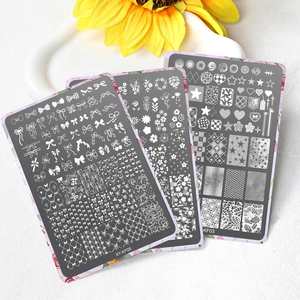 Pelat cap kuku kotak-kotak & garis Prancis, templat pola elegan untuk alat desain seni kuku minimalis untuk Transfer seni kuku - Product Image 6