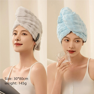 Bonnet de serviette en molleton de corail à séchage rapide pour femmes Super absorbant en microfibre <span class=keywords><strong>bain</strong></span> douche enveloppement doux <span class=keywords><strong>Turban</strong></span> adapté aux voyages - Product Image 4