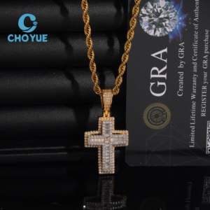 Colgante de cruz de moissanita con incrustaciones de plata 925 y piedras VVS para cadenas hip hop y collares delicados - Product Image 5