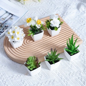 <span class=keywords><strong>Mini</strong></span> Ornements Artificiels en Plastique Vert Succulent Maison Bureau Comptoir Plante Bonsaï 6 pcs/set Décor - Product Image 1