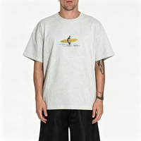 T-shirt surdimensionné vintage pour homme avec motif surfer, en coton épais, décontracté, coupe ample, manches courtes, style streetwear