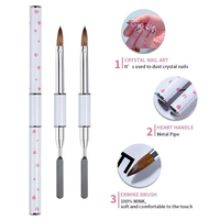 Vente en gros d'ongles professionnels Guyo Pinceau de beauté pour l'art des ongles en acrylique Kolinsky à double usage avec manche en métal 100%