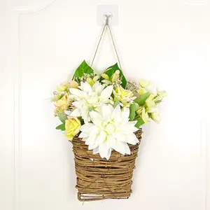 2024 Spring simulation flower basket front door hanging roses small daisies white lotus flower home decoration new products