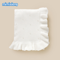 Nueva Llegada Mimixiong, Mantas de Bebé de Algodón Tejido a Crochet con Borde de Volantes y Bordado Personalizado para Recién Nacidos