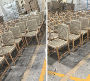 Vente en gros au Canada, meubles de maison modernes et minimalistes faits à la main en teck, chaises de salle à manger d'extérieur en bois tressé écologiques, ensemble de 2/4/6 - Product Image 4