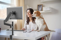 Hotselling nieuwe aluminium bureaustandaard met lange arm en dubbele gasveer voor laptops