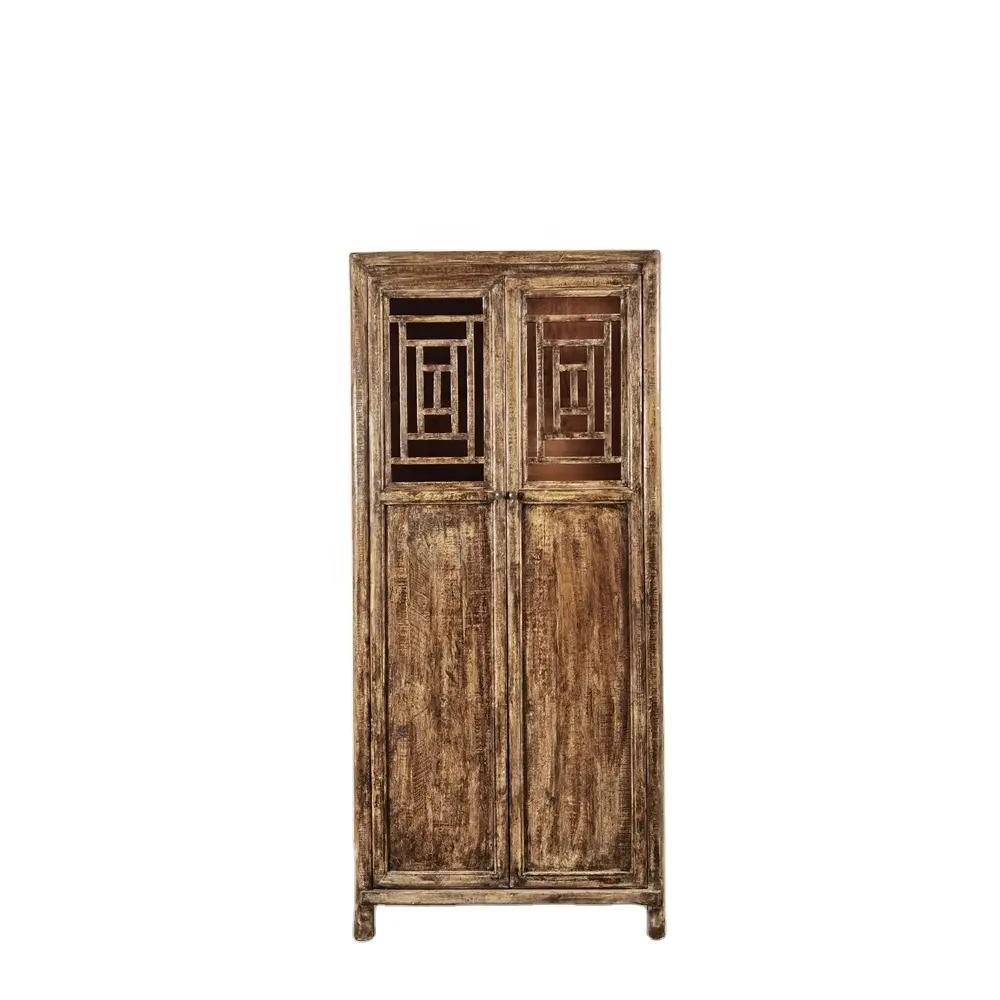 Деревянный шкаф-сервант в китайском стиле, античная деревенская мебель из переработанного дерева