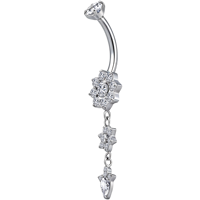 Anneau de nombril en titane ASTM F136 plaqué or rose, motif fleur, longueur 40,8 mm, barre de 16 mm, piercing unisexe pour le nombril