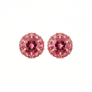 Pendientes de Oro Rosa con Incrustaciones de Piedras Rojas en Forma de Flor, Diseño de Garras, Joyería Romántica para Uso Diario de Mujer - Product Image 1