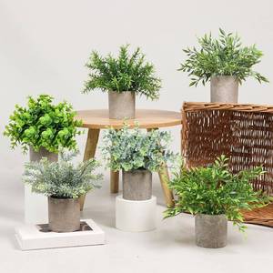 Hotsales Mini plantas en macetas artificiales Plantas de eucalipto Boj Rosemary Greenery en macetas Pequeñas plantas de interior - Product Image 3