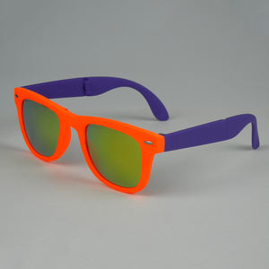 Vente en gros Lunettes de soleil pliantes classiques vintage Miroir personnalisé Protection UV400 Lunettes de soleil tendance Orange Gris Bleu Rouge Vert - Product Image 5