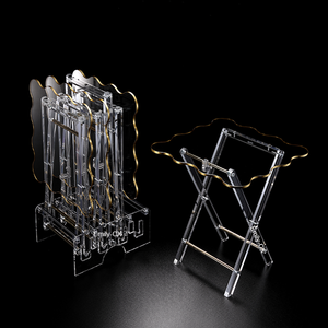 Juego de mesa de té al por mayor de estilo árabe de Oriente Medio mesa de bandeja plegable de acrílico transparente con impresión - Product Image 5