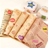 Papier anti-graisse pour emballages de restauration rapide, hamburgers, sandwichs, frites, pizzas, chips, emballages personnalisés imprimés, boîte à gâteaux en PE