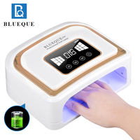 Lampe à ongles LED UV bleue rechargeable 120W-Séchoir à ongles sans fil. Écran LCD, conception sans fil pour le durcissement du gel à la maison/salon.