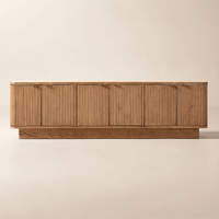Modernes Design Geriffelte Eichenholz-Furnier Messinggriff 6-Schubladen Großer Aufbewahrungsschrank Medien-Konsole Wohnzimmermöbel TV-Schrank