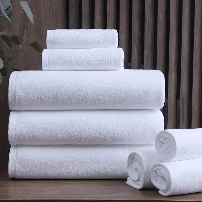 High Quality Good Price 100% Cotton White Customized Logo Hand Face Bath Towels Set