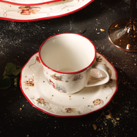 Mug à café en porcelaine émaillée couleur unie de Noël, bord doré en relief, compatible lave-vaisselle et micro-ondes, design personnalisable pour