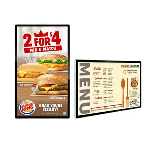 13,3/15,6/18,5/21,5-Zoll-LCD-Innenanzeige Wand halterung LED-Bildschirm Digital Signage Restaurant Fast Food Digital Menu Board