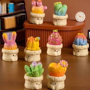 Mini figurines de cactus et de plantes succulentes en résine mignonnes pour décorations paysagères, mini ornements de plantes en pot, accessoires de bricolage - Product Image 1