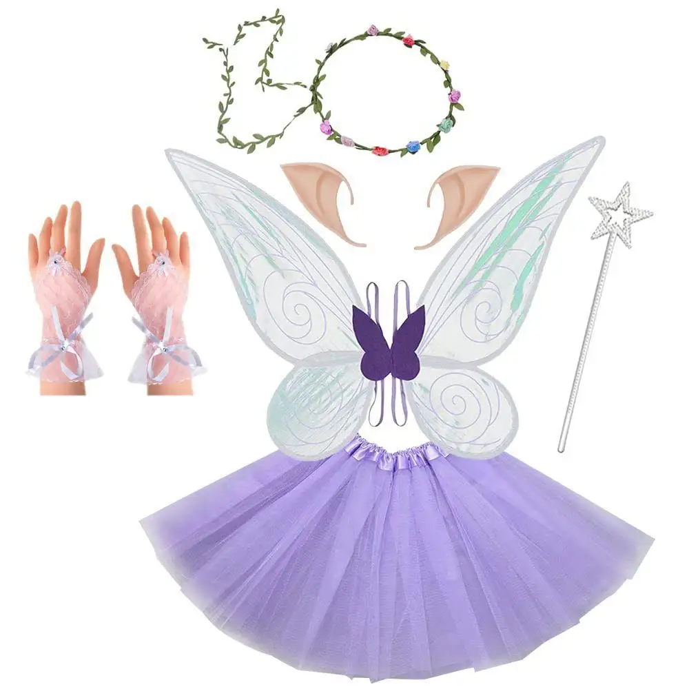 6 pièces papillon fée aile décor papillon fée ailes avec oreilles d'elfe habiller fête d'anniversaire faveurs Costume Halloween ange aile