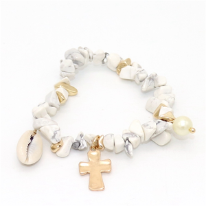 Nouveaux Accessoires De Mode en pierre naturelle enfants bracelet de charme avec petit bracelet en coquille - Product Image 1