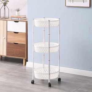 El estante de almacenamiento plegable giratorio de tres capas puede mover cestas de verduras y frutas <span class=keywords><strong>con</strong></span> <span class=keywords><strong>ruedas</strong></span> - Product Image 4