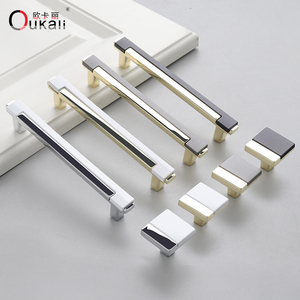Oukali New Release Wholesale Modern Furniture Cabinet Handle Kitchen Wardrobe Zinc Alloy <strong>Gold</strong> Dresser Pull Handles - Product Image 4