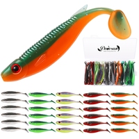 30 pièces/boîte Leurres souples en caoutchouc TPR de haute qualité, avec œil de poisson 3D simulé, queue en T, queue à ailettes, type Minnow/Jigging, pour la pêche en rivière