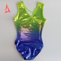 Justaucorps de gymnastique mystique brillant ombre bleu citron pour filles