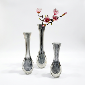 Crystal Coast Handblown Modern Glass <b>Vase</b> Textured Curved Design for Home Wedding Table Decor - Product Image 1