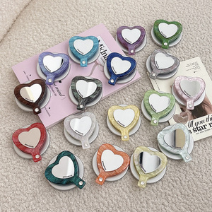 아크릴 하트 모양 자석 기능 화장 거울 겸용 휴대폰 거치대 (휴대폰 그립) - Product Image 5