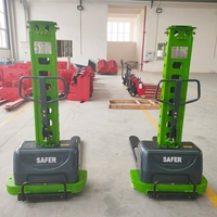 Chariot élévateur semi-électrique autoporteur SAFER 500 kg, transpalette portable à levage automatique, batterie plomb-acide, mât bi-étages, entraînement AC