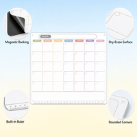 Tableau blanc magnétique effaçable à sec pour réfrigérateur, calendrier mensuel, liste de courses, tableau de notes, aimant en caoutchouc flexible