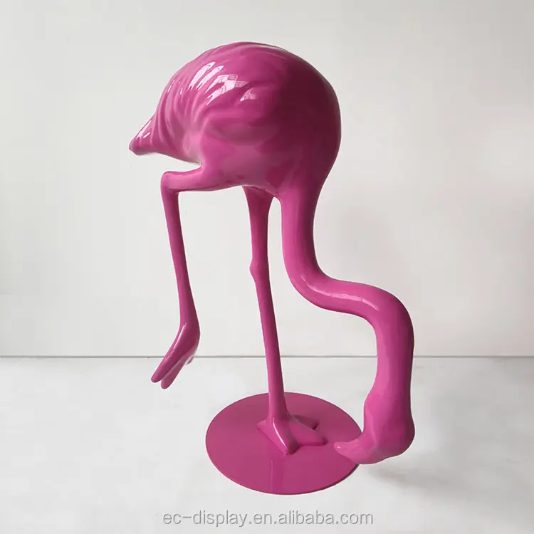 Individuelle lebensgröße Fiberglas Flamingo-Tier-Skulptur für Ladenauslage Landschaftsdekoration Tierstatue