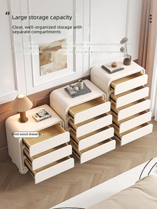 Commode en bois laqué style crème, minimaliste et moderne, pour chambre à coucher, chevet ou salon - Product Image 2