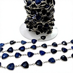 Chaîne de connecteurs en lapis-lazuli naturel, coupe trillian, chaîne de connecteurs briolette, 8 mm, chaîne au mètre - Product Image 1