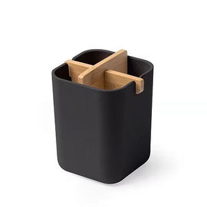 Organisateur de <span class=keywords><strong>dentifrice</strong></span> multifonctionnel à 4 compartiments, support de brosse à dents en Fiber de bambou de salle de bain écologique - Product Image 2